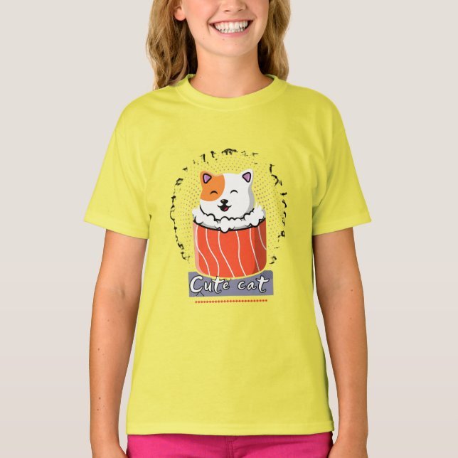 Cute-kattdesign T Shirt (Framsida)