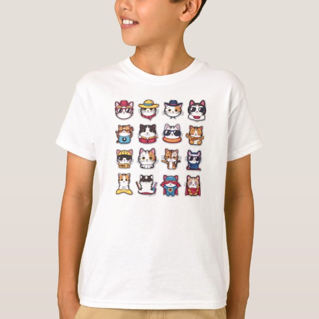 Cute-katter med glasögon T-Shirt (Framsida)
