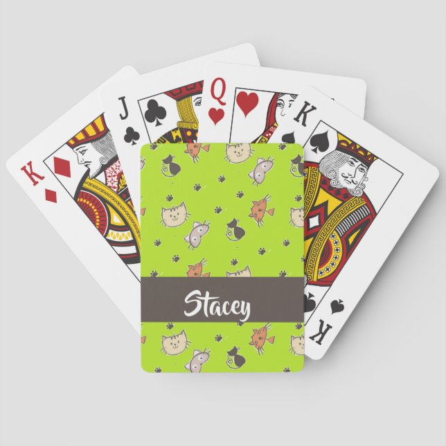 Cute-katter på grönten casinokort (Baksidan)