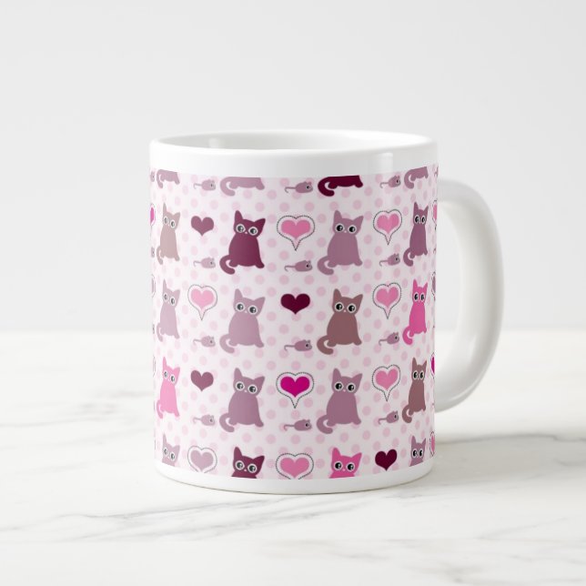 Cute kattflickor mönster jumbo mugg (Framsida höger)