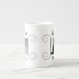 Cute-kattfoto med hand plockade ram och din text benporslin mugg