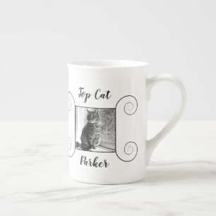 Cute-kattfoto med hand plockade ram och din text benporslin mugg