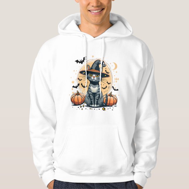 Cute-kattgrafik omgiven hoodie (Framsida)