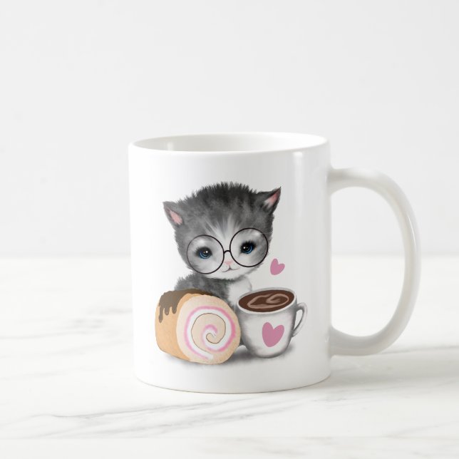 Cute Kattkaffe Söta kummeln Mugg (Höger)