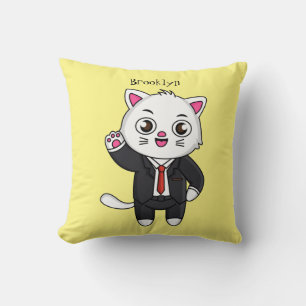 Cute kattkatt i kostym tecknad kudde