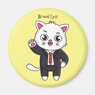 Cute kattkatt i kostym tecknad magnet