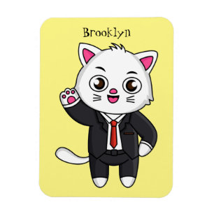 Cute kattkatt i kostym tecknad magnet