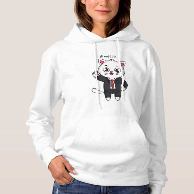 Cute kattkatt i kostym tecknad t shirt (Framsida)