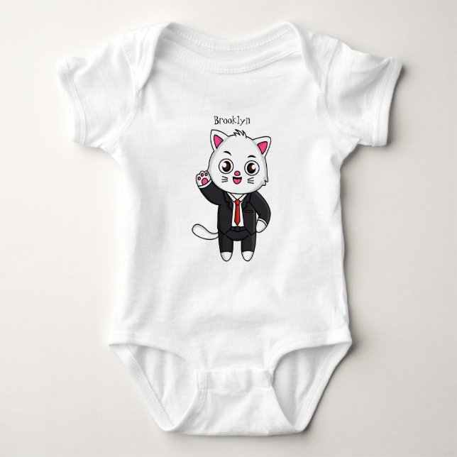 Cute kattkatt i kostym tecknad t shirt (Framsida)