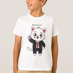 Cute kattkatt i kostym tecknad t shirt