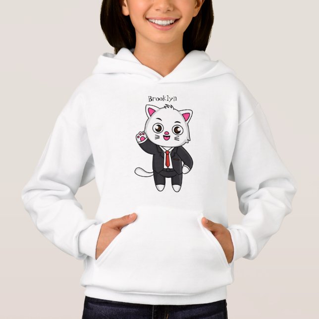Cute kattkatt i kostym tecknad t shirt (Framsida)