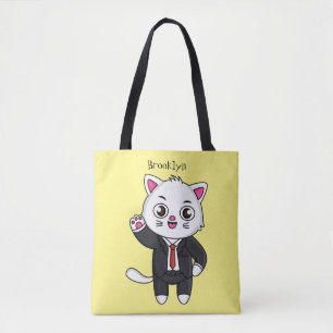 Cute kattkatt i kostym tecknad tygkasse
