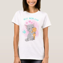 Cute-kattkatt, mamma tshirt, Best mamma, gåva