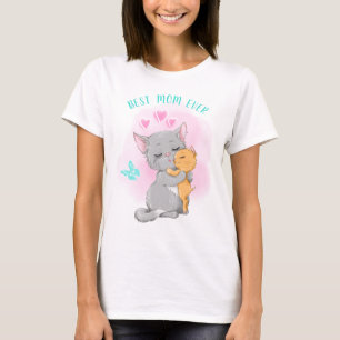 Cute-kattkatt, mamma tshirt, Best mamma, gåva T Shirt