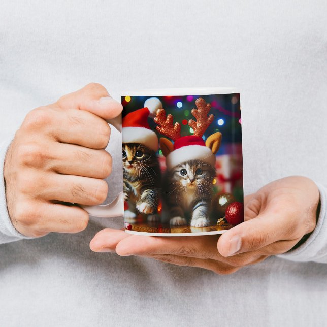 Cute kattungar med Jultomten och renhattar 4 Kaffemugg (Skapare uppladdad)