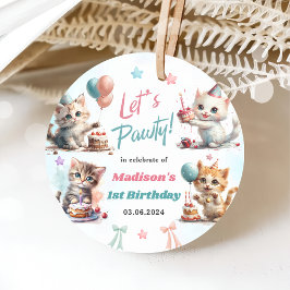 Cute Kattunge 1:a födelsedag Party Gåvor Etiketter