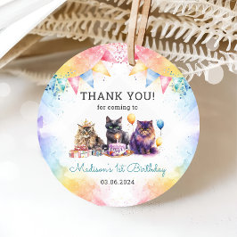 Cute Kattunge 1:a födelsedag Party Gåvor Etiketter
