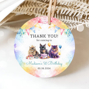 Cute Kattunge 1:a födelsedag Party Gåvor Etiketter