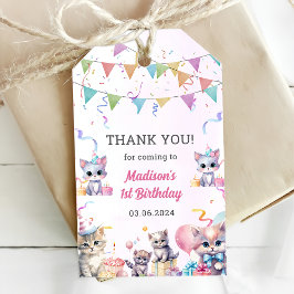 Cute Kattunge 1:a födelsedag Party Gift-Märkre Presentetikett
