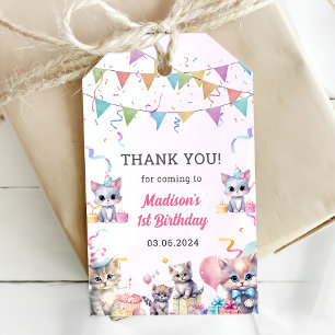 Cute Kattunge 1:a födelsedag Party Gift-Märkre Presentetikett
