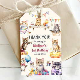 Cute Kattunge 1:a födelsedag Party Gift-Märkre Presentetikett