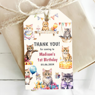 Cute Kattunge 1:a födelsedag Party Gift-Märkre Presentetikett