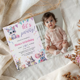 Cute Kattunge 1:a födelsedag Party Inbjudningar