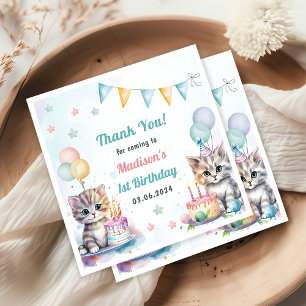 Cute Kattunge 1:a födelsedag Party Pappersservett