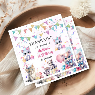 Cute Kattunge 1:a födelsedag Party Pappersservett