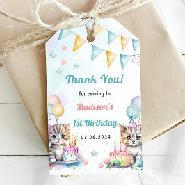 Cute Kattunge 1:a födelsedag Party Presentetikett