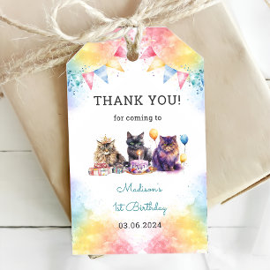 Cute Kattunge 1:a födelsedag Party Presentetikett