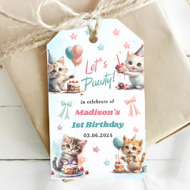 Cute Kattunge 1:a födelsedag Party Presentetikett