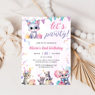 Cute Kattunge 2:a födelsedag Party Inbjudningar
