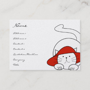 Cute Kattunge Affärskort Red Hat Visitkort