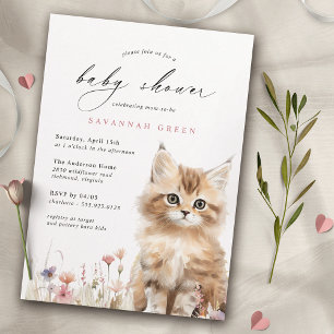 Cute Kattunge Airy Blommigt Vår Baby Shower Inbjudningar