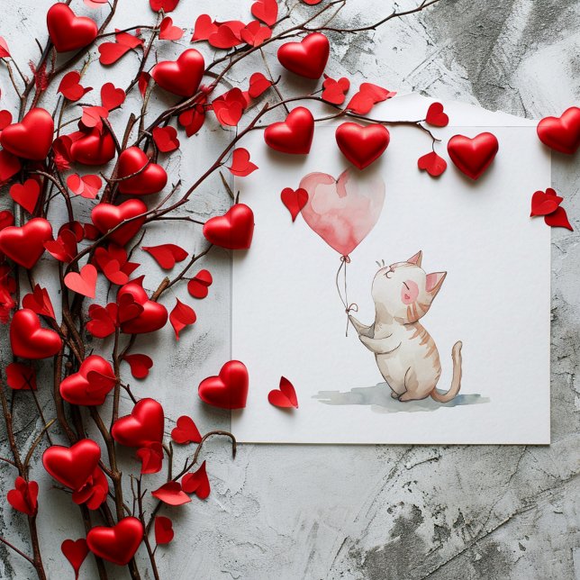 Cute Kattunge Alla hjärtans dagskort Anteckningskort (Cute mini-Valentine's Day cards for your kid's school card exchanges.  )
