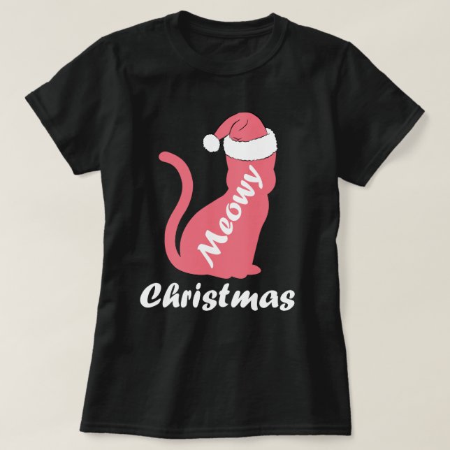 Cute kattunge Älskare Santa Meowy jul T Shirt (Design framsida)