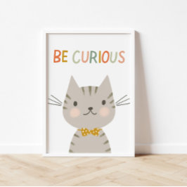 Cute Kattunge är Nyfikna barn Poster
