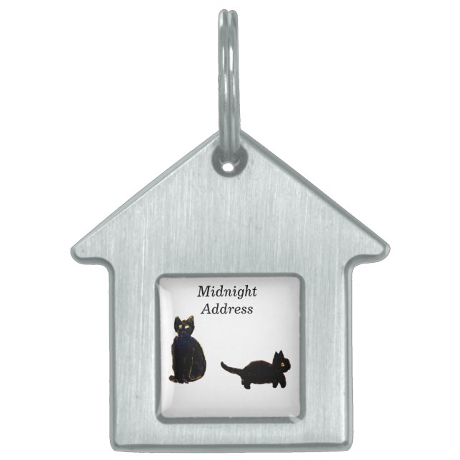 Cute Kattunge Art Svarta katter Namnbricka Husdjur (Framsidan)