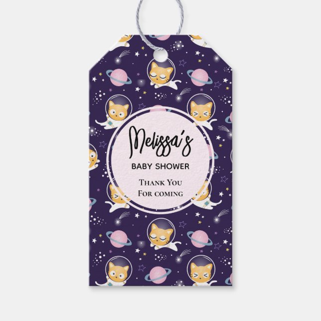 Cute Kattunge Astronauts Mönster Event Tack Presentetikett (Framsidan)
