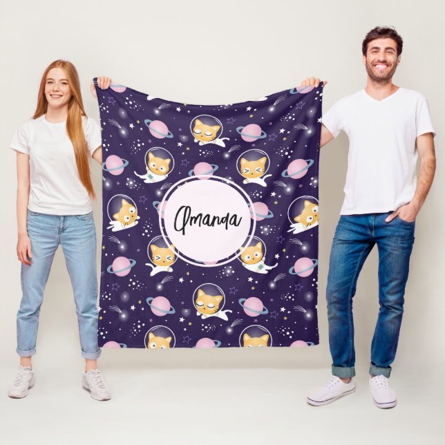 Cute Kattunge Astronauts Mönster Fleecefilt (På plats)