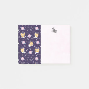Cute Kattunge Astronauts Mönster Post-it Block