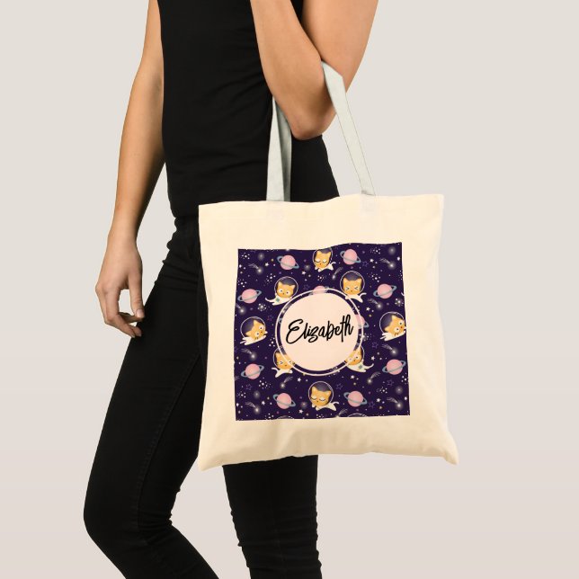 Cute Kattunge Astronauts Mönster Tygkasse (Framsida (produkt))