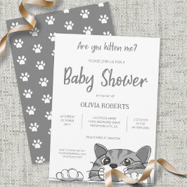 Cute Kattunge Baby Shower Gender Neutral Inbjudningar