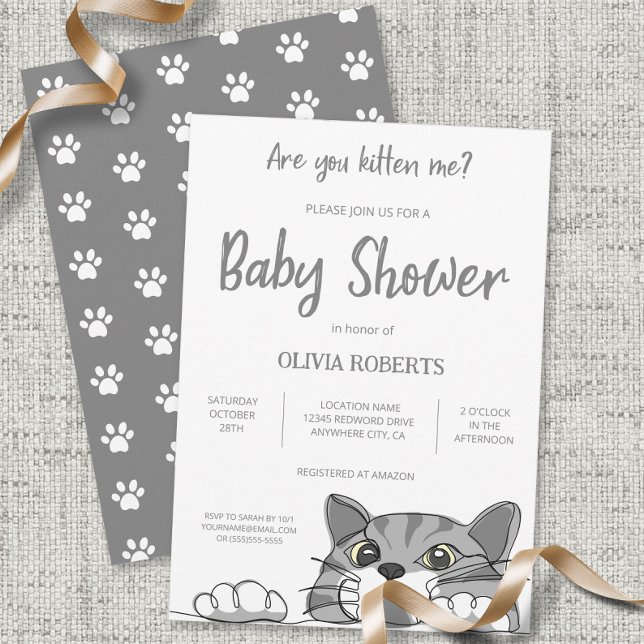 Cute Kattunge Baby Shower Gender Neutral Inbjudningar (Skapare uppladdad)