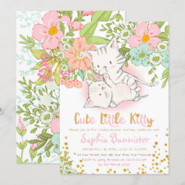 Cute Kattunge Baby Shower Girl-inbjudan Inbjudningar