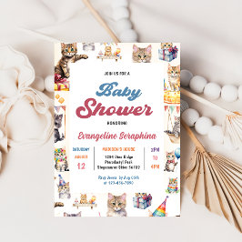 Cute Kattunge Baby Shower Party-inbjudan Inbjudningar