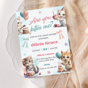 Cute Kattunge Baby Shower Party Inbjudningar