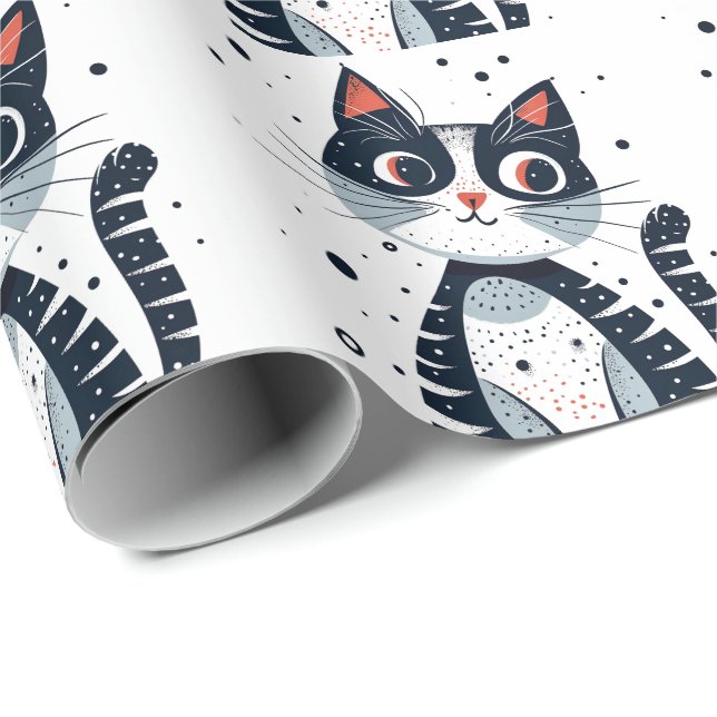 Cute Kattunge Baby Shower Presentpapper (Rullad Hörn)