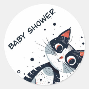 Cute Kattunge Baby Shower Runt Klistermärke